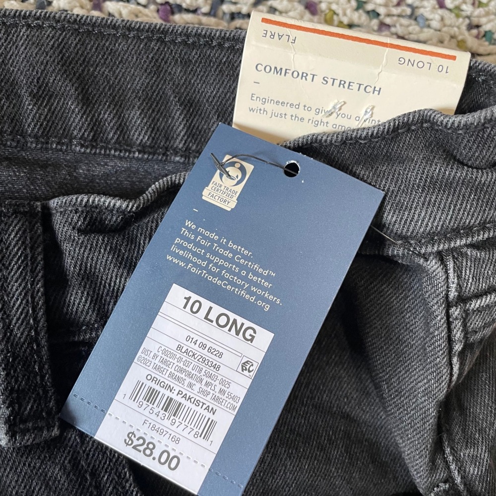 Universal Thread Black Wash High Rise Flare Comfort Stretch Jeans Womens 10 Long - Picture 6 of 13